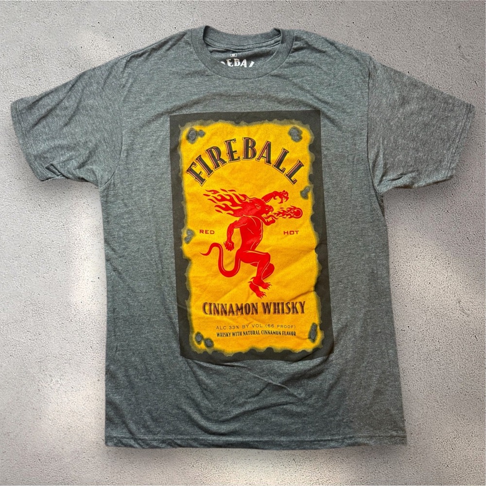 Ripple Junction Fireball Cinnamon Whisky Graphic T-Shirt Mens Medium Dark Gray